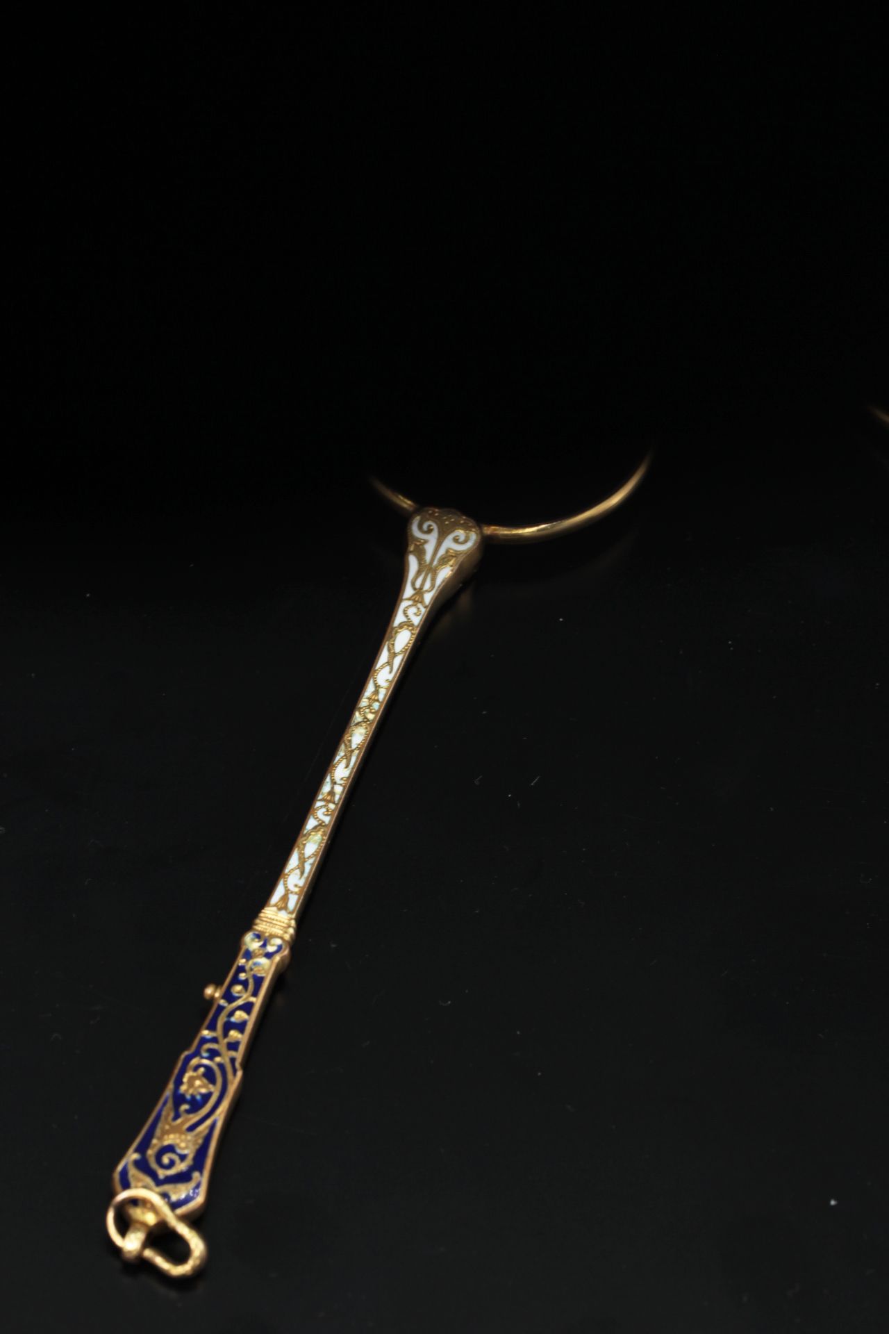 Antike Lorgnette, 14K Gold mit Emaille - Bild 2 aus 4