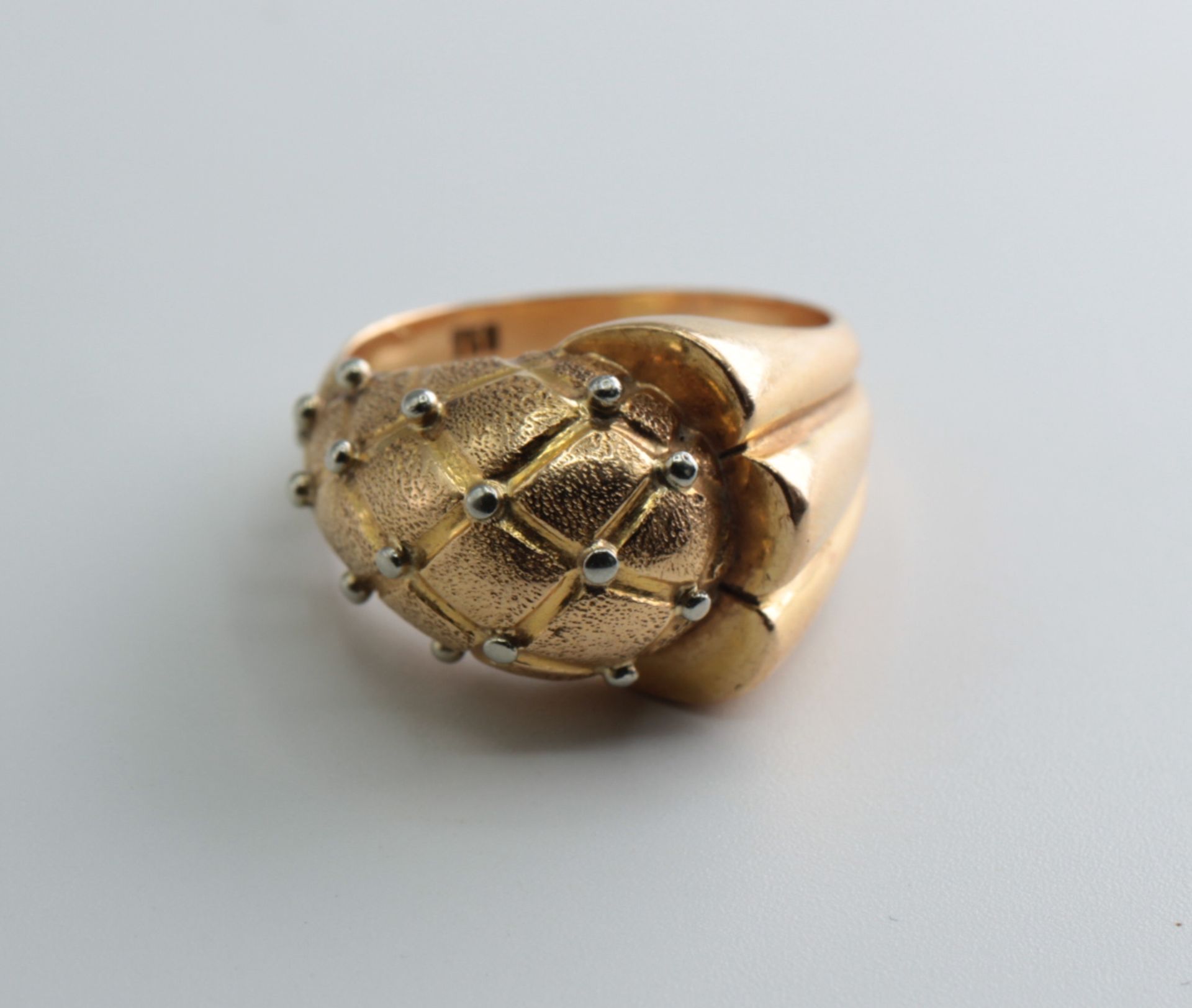 Designer Ring, 750 Gelbgold mit Weißgold