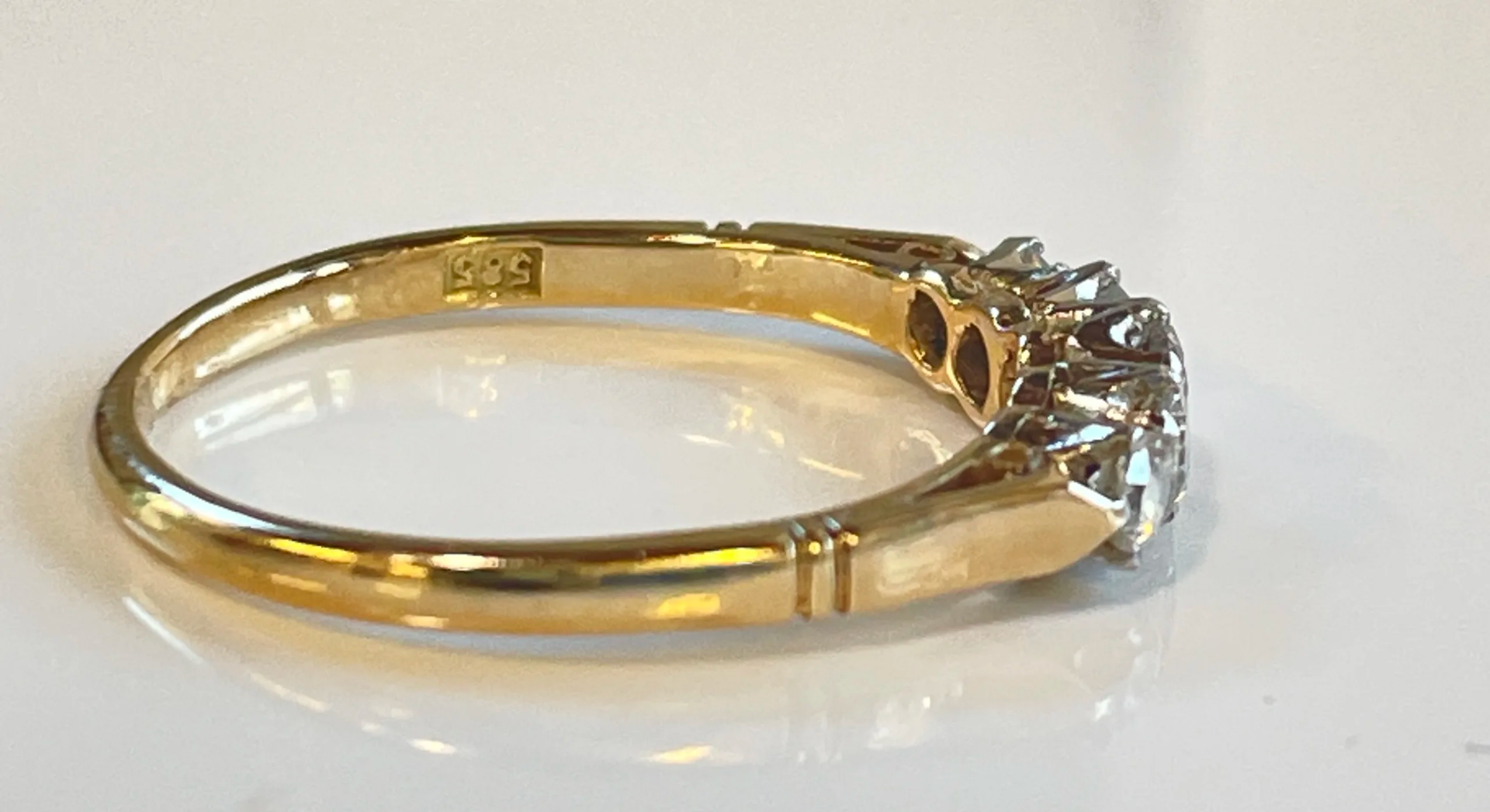Antique Diamond Ring 14K Yellow Gold approx. 0.24ct Diamonds - Image 2 of 3