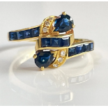 Vintage Sapphire Diamond Ring 18K Yellow Gold