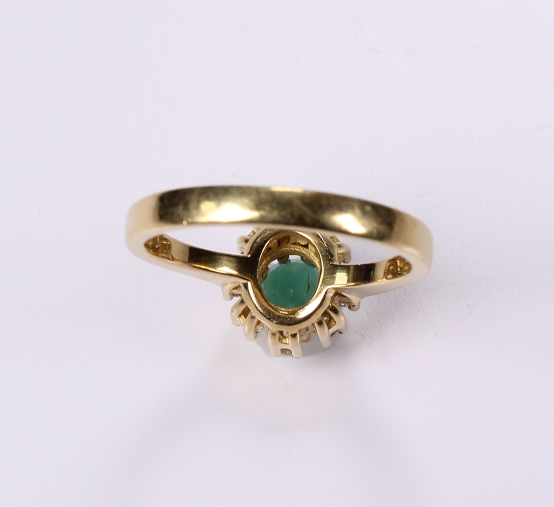 750 Gelbgold Ring mit Smaragd und Diamanten - Bild 4 aus 4