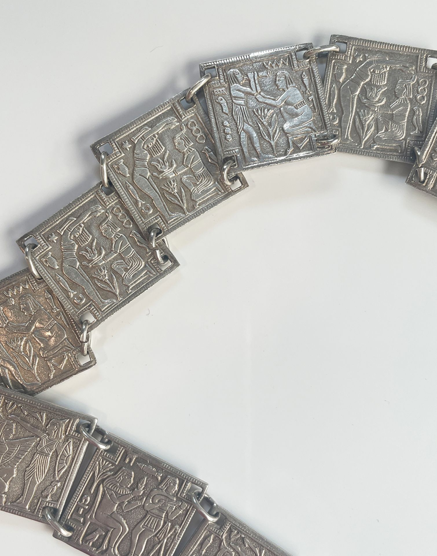 Old silver belt with Egyptian motifs - Image 5 of 7