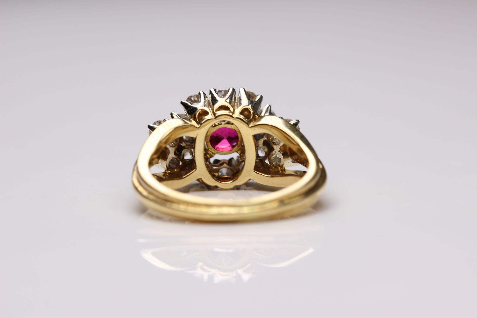 Diamant Ring mit Rubin 750 Gold - Bild 4 aus 5