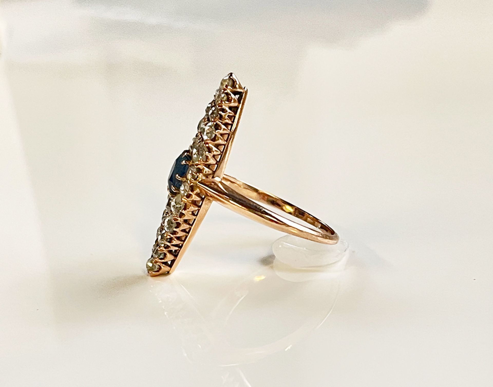 Antique 14K Gold, Diamond Sapphire Ring - Image 2 of 5