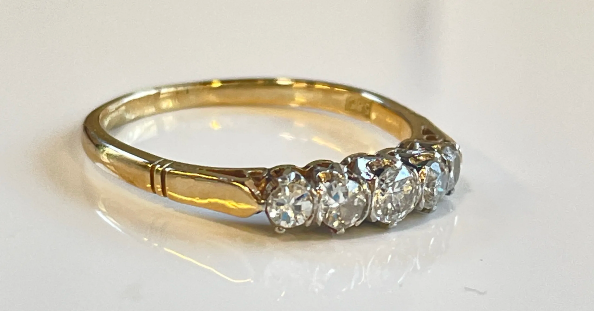 Antique Diamond Ring 14K Yellow Gold approx. 0.24ct Diamonds - Image 3 of 3