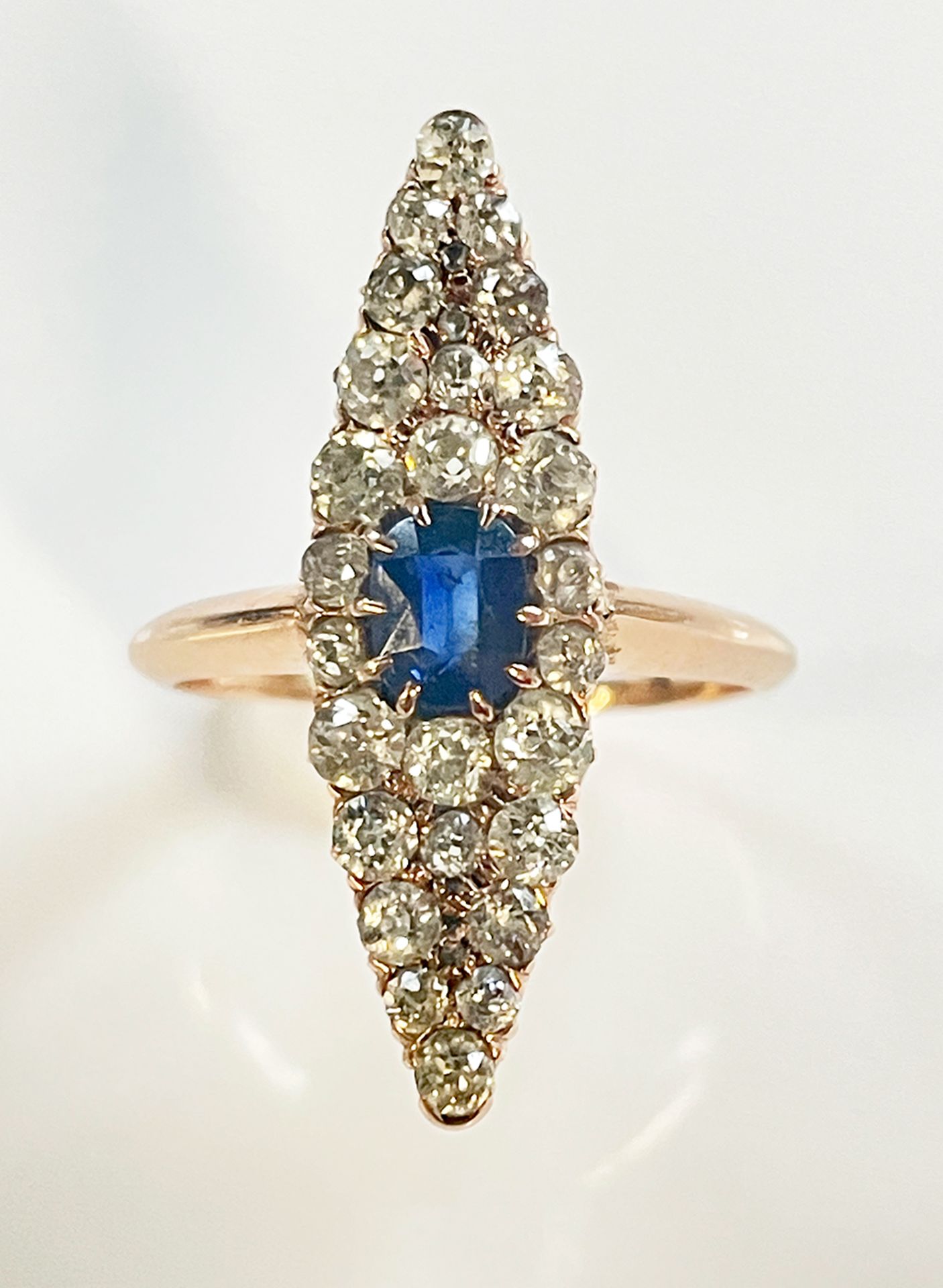 Antique 14K Gold, Diamond Sapphire Ring - Image 5 of 5