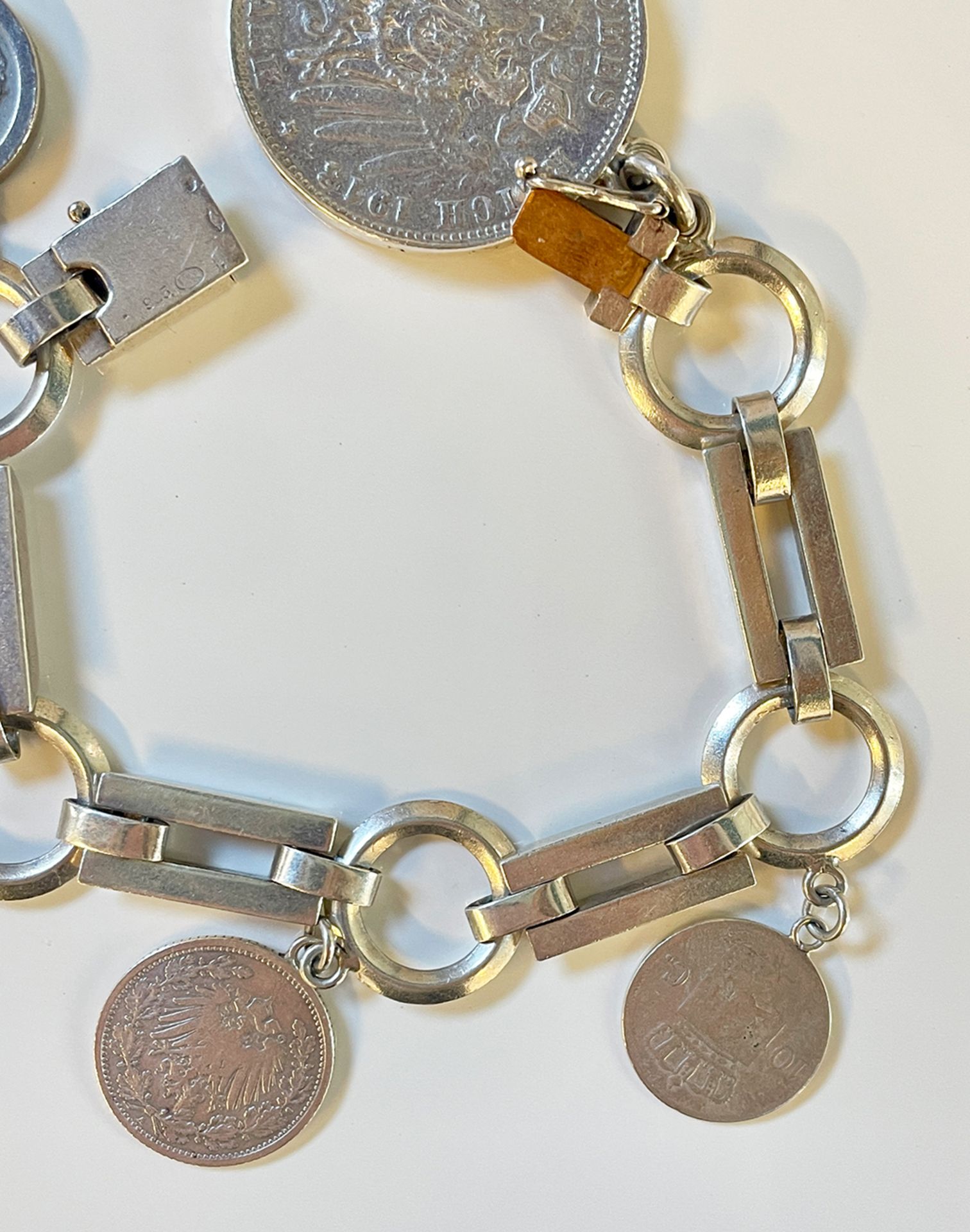 Silver Coin Bracelet with 5 antique coins. - Image 6 of 6