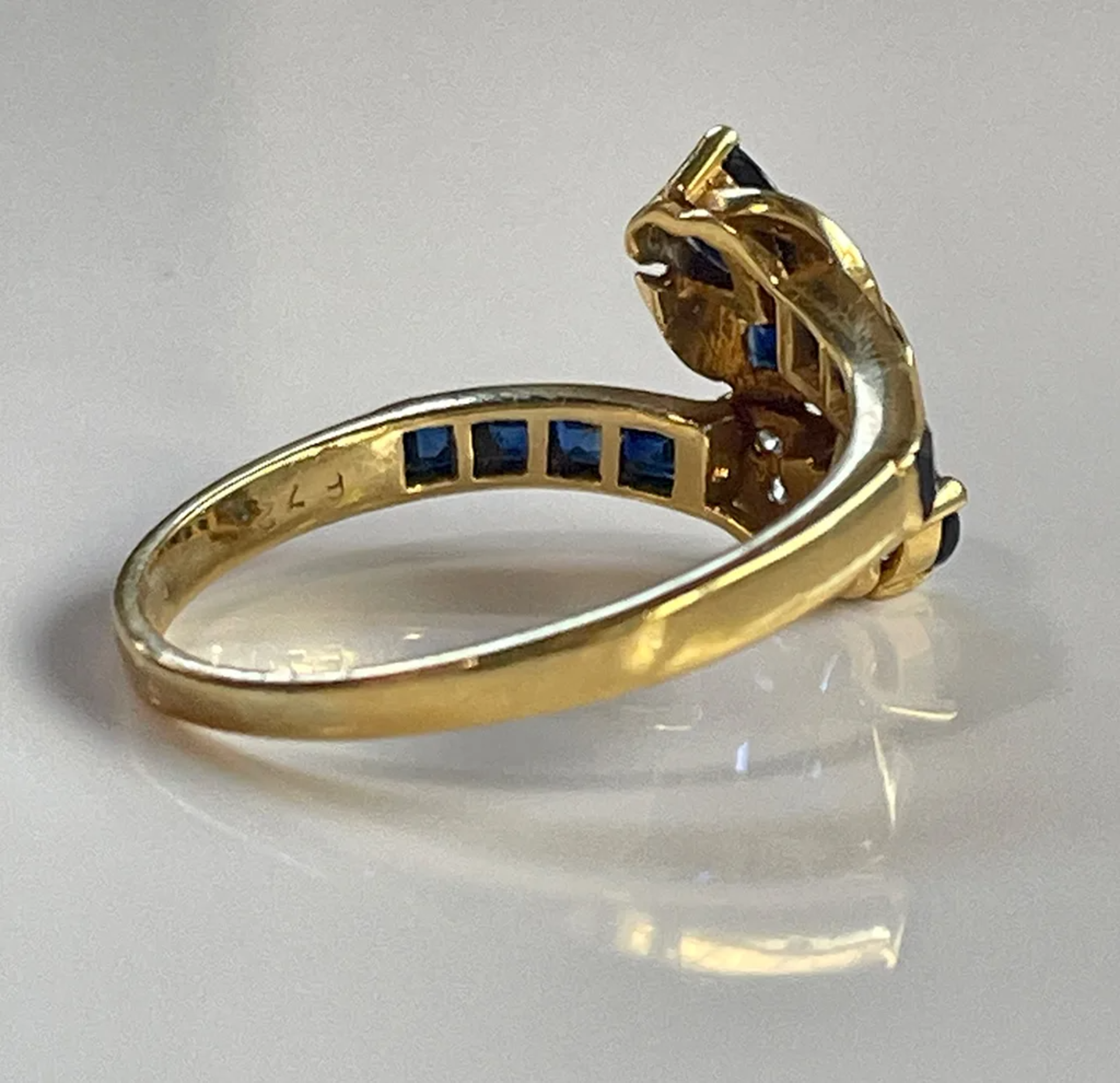 Vintage Saphir Diamant Ring 750 Gold - Bild 2 aus 3