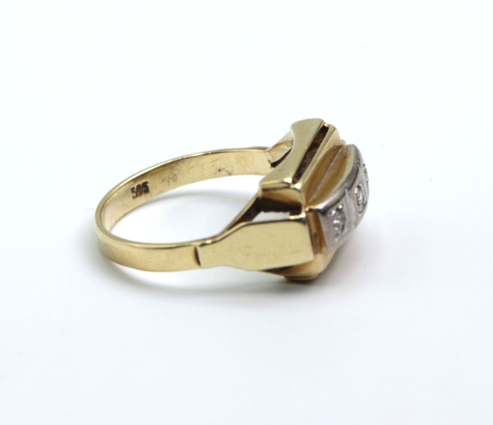 Diamond Ring 14K Vintage, Yellow Gold + White Gold - Image 3 of 3