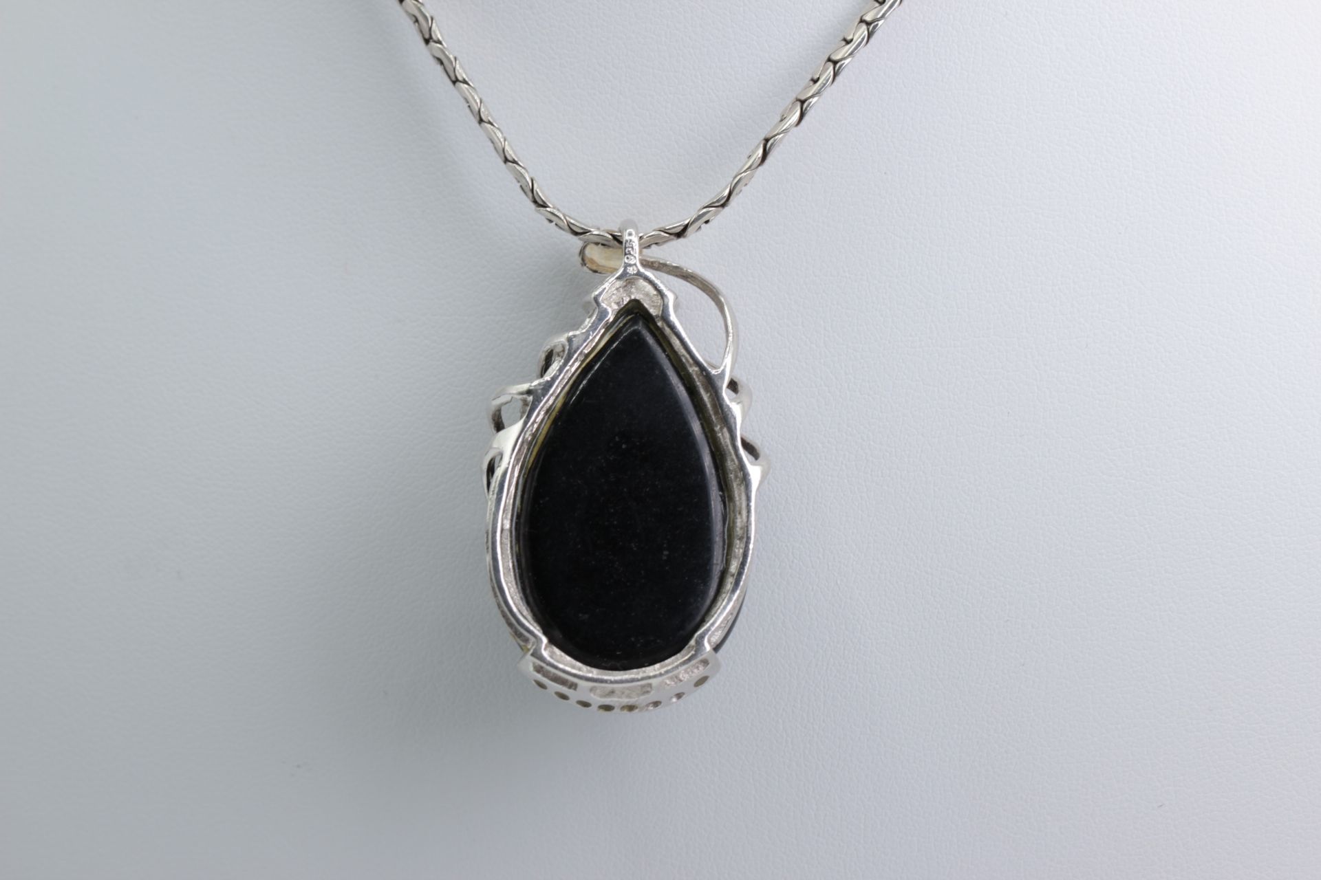 Silver necklace with pendant. Onyx, Peridot, Amethyst, Garnet, Citrine. - Image 4 of 5