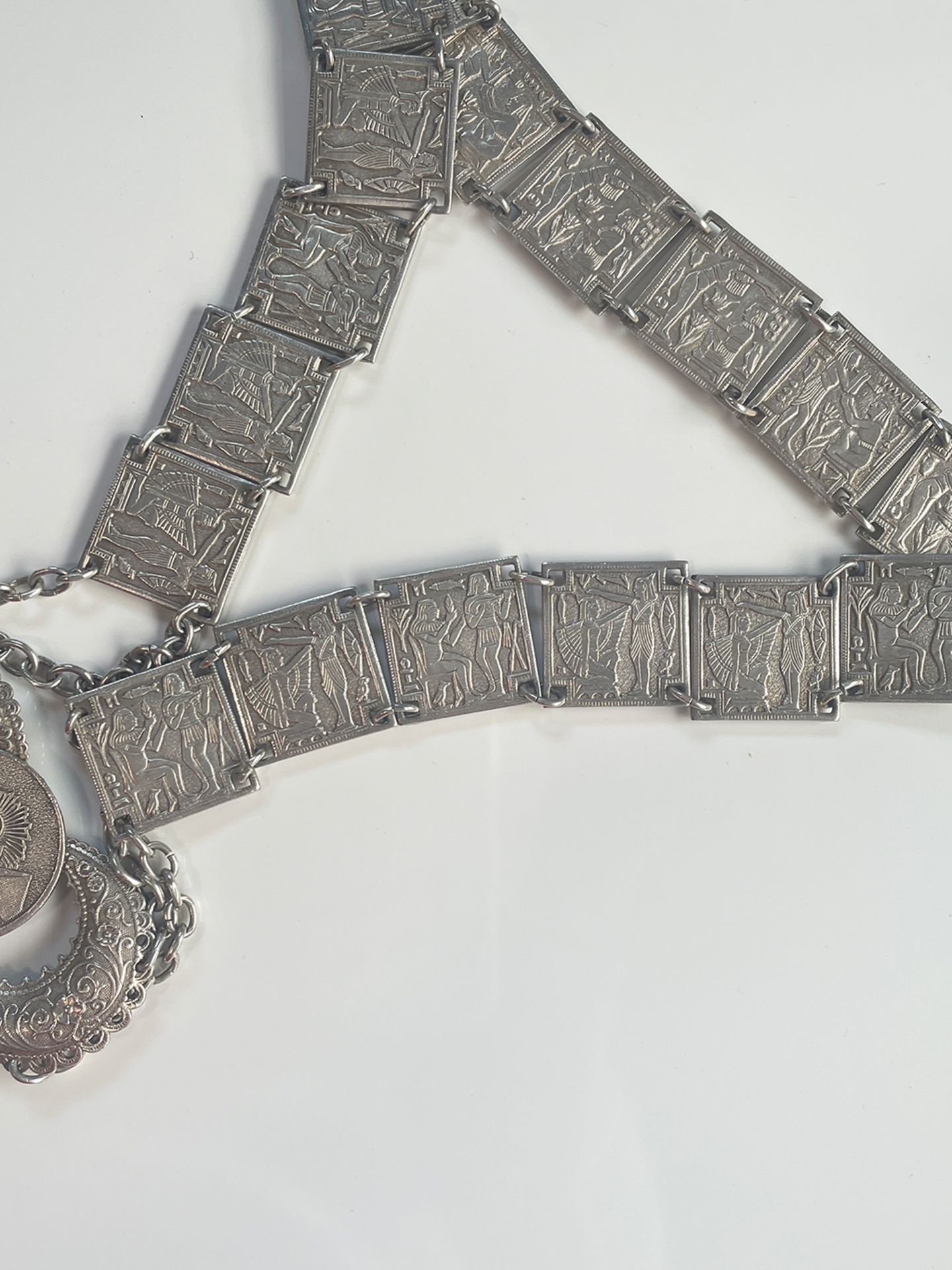 Old silver belt with Egyptian motifs - Image 2 of 7