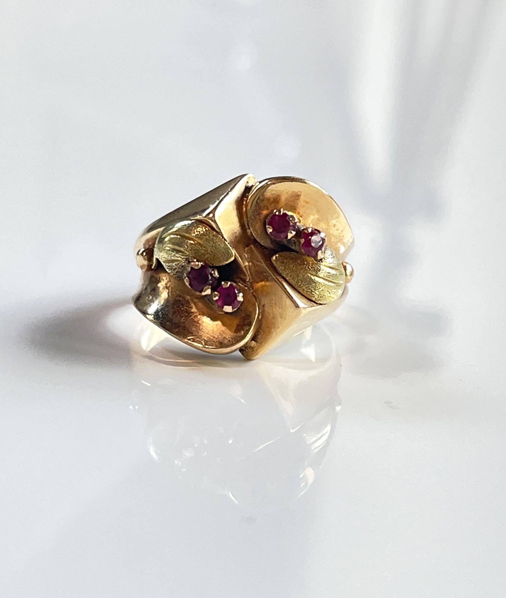 Design Ring, 750 Gelbgold mit Rubin - Bild 2 aus 5