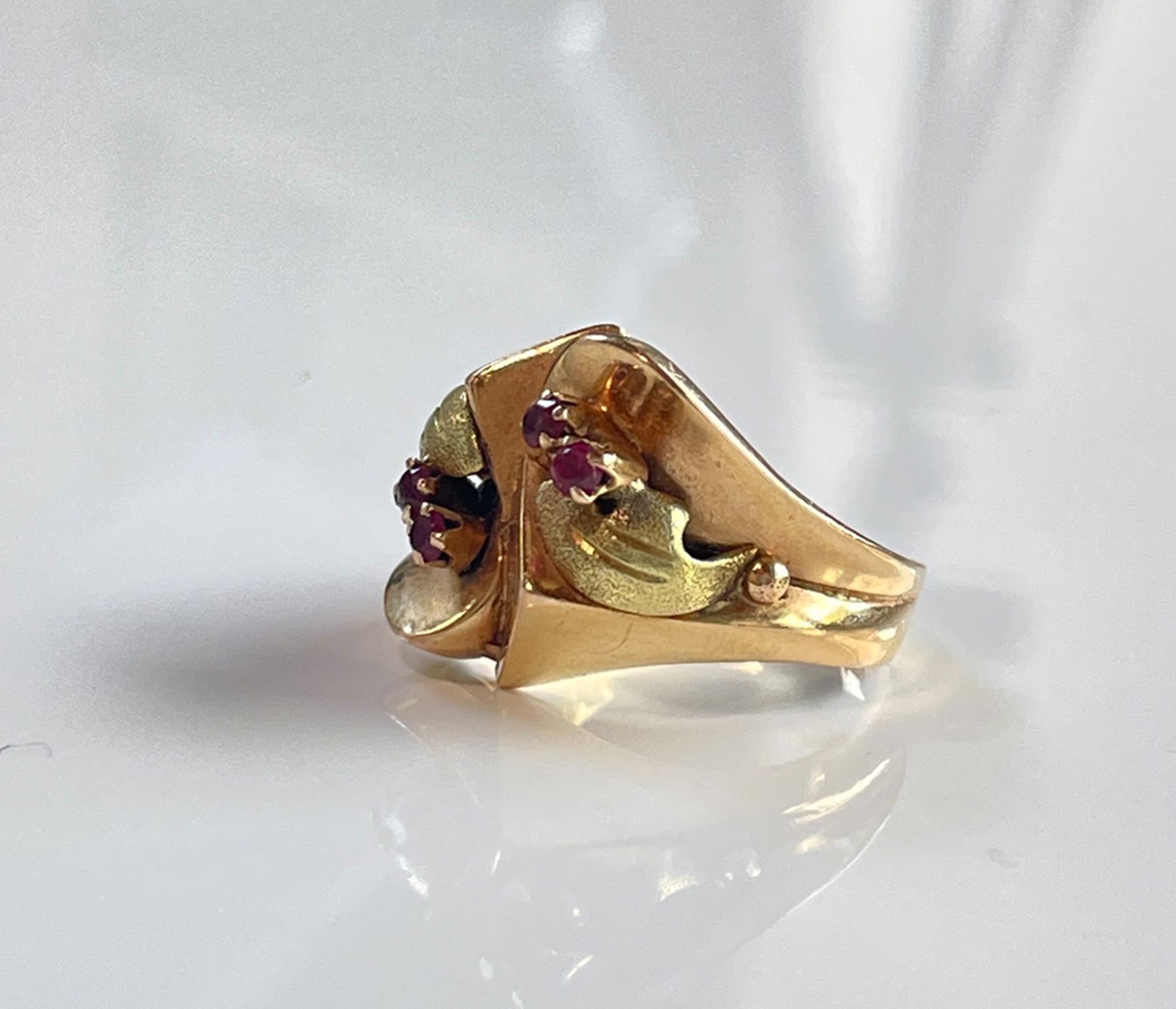 Design Ring, 750 Gelbgold mit Rubin - Bild 4 aus 5