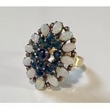 Vintage 750 Gold Ring mit Saphir und Opal