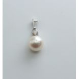 Small Pendant 14K White Gold Pearl with Diamond