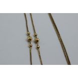 Very Long Necklace 8K Gold with Gold beads