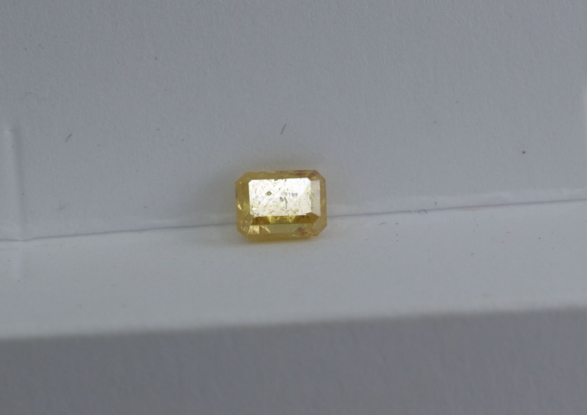 Natural Fancy Yellow Diamond 0.84ct Emerald Cut I2 Gem Report Antwerp - Image 3 of 5