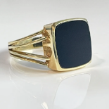 Vintage Herren Ring 585 Gelbgold mit Onyx Siegelring