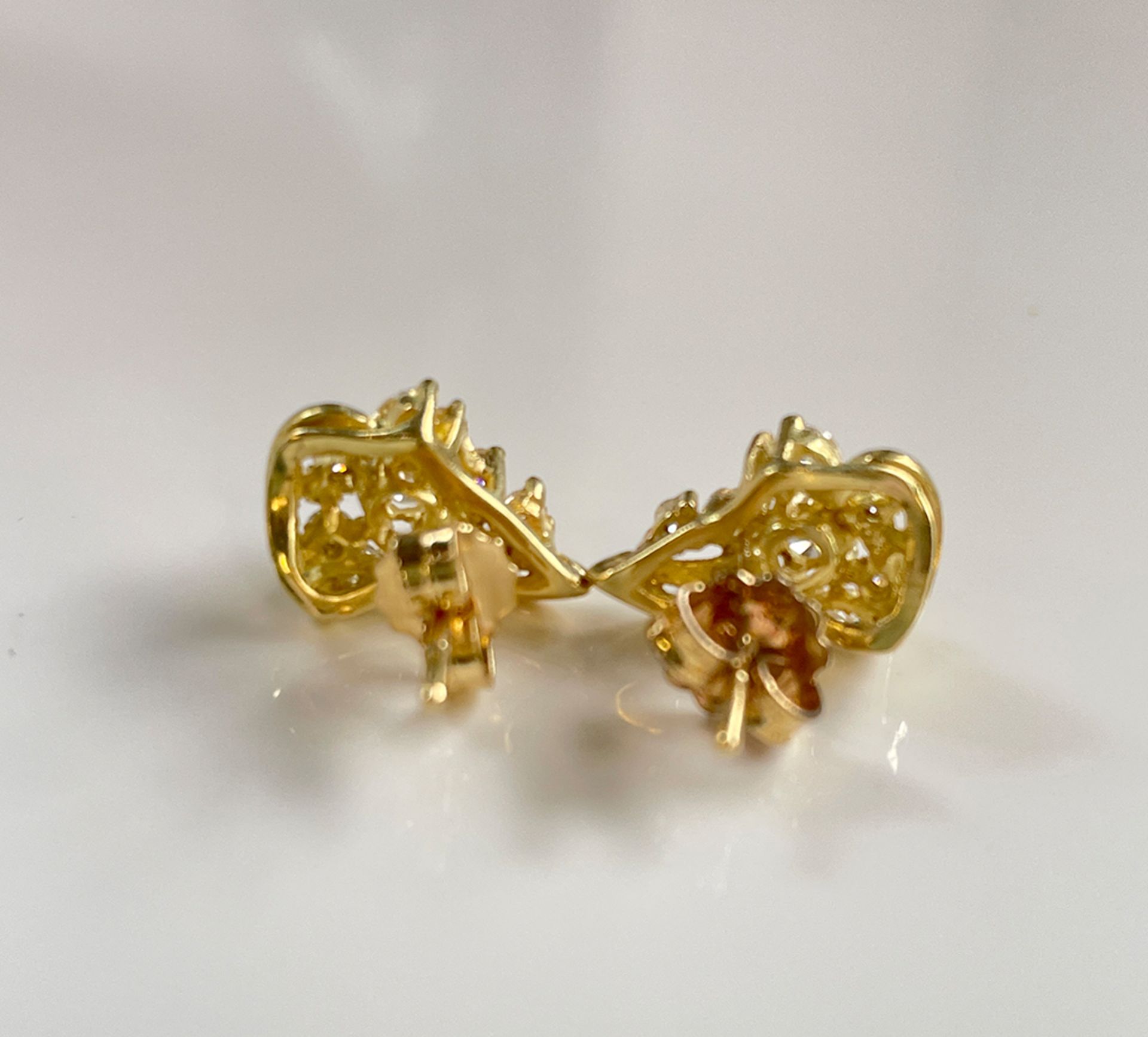 Earrings | Ear Studs 18K Gold with ca. 1ct diamonds / brilliants - Image 4 of 4