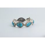 Silver bracelet, oriental, with turquoise.