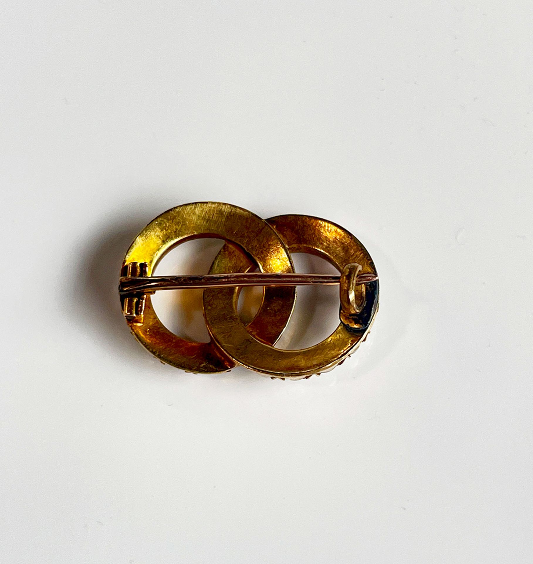 Antike Brosche mit Perlen 750 Gelbgold - Bild 3 aus 3