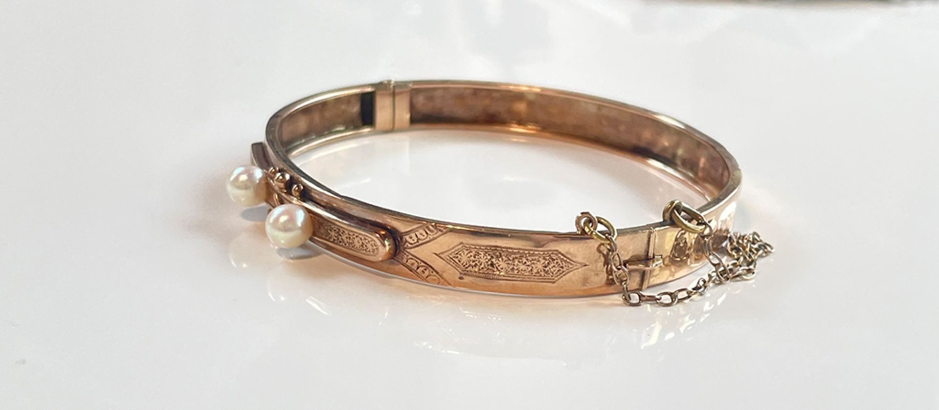 Art Nouveau Bracelet with pearls, Germany 8K Gold - Image 3 of 4