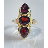 Big antique Garnet Ring 14K Yellow Gold