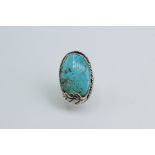 Silver ring with large turquoise