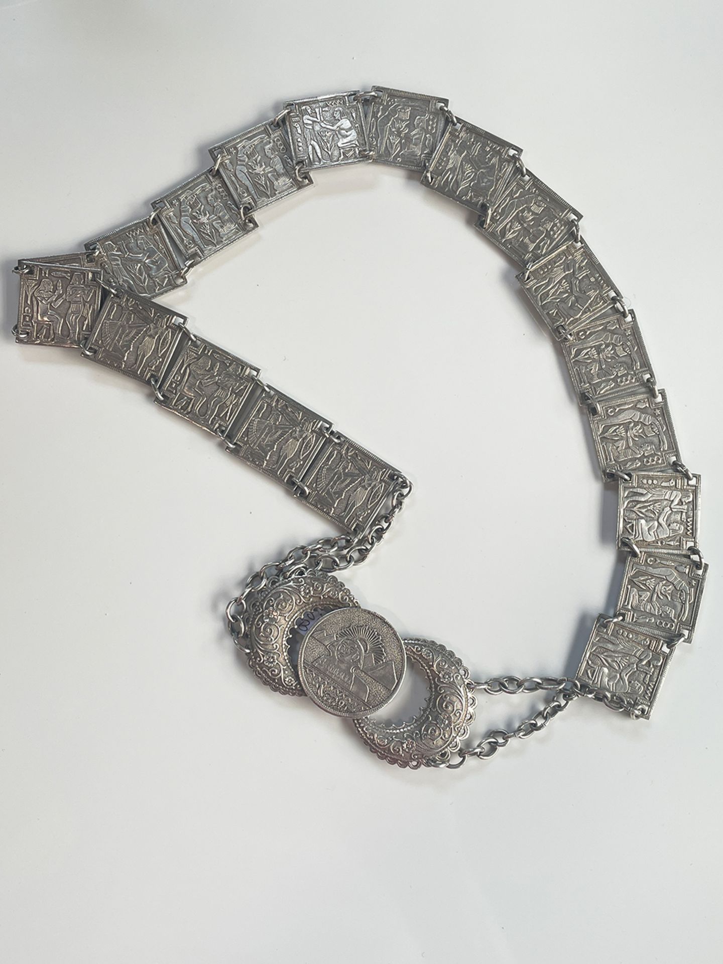 Old silver belt with Egyptian motifs - Image 7 of 7