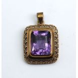 Vintage Pendant with Amethyst 8K Yellow Gold
