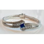 Diamond Sapphire bracelet 18K white gold