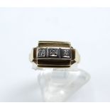 Diamond Ring 14K Vintage, Yellow Gold + White Gold