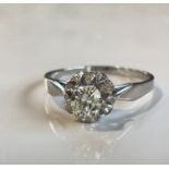 Vintage 18K white gold diamond ring, 0.5 ct.