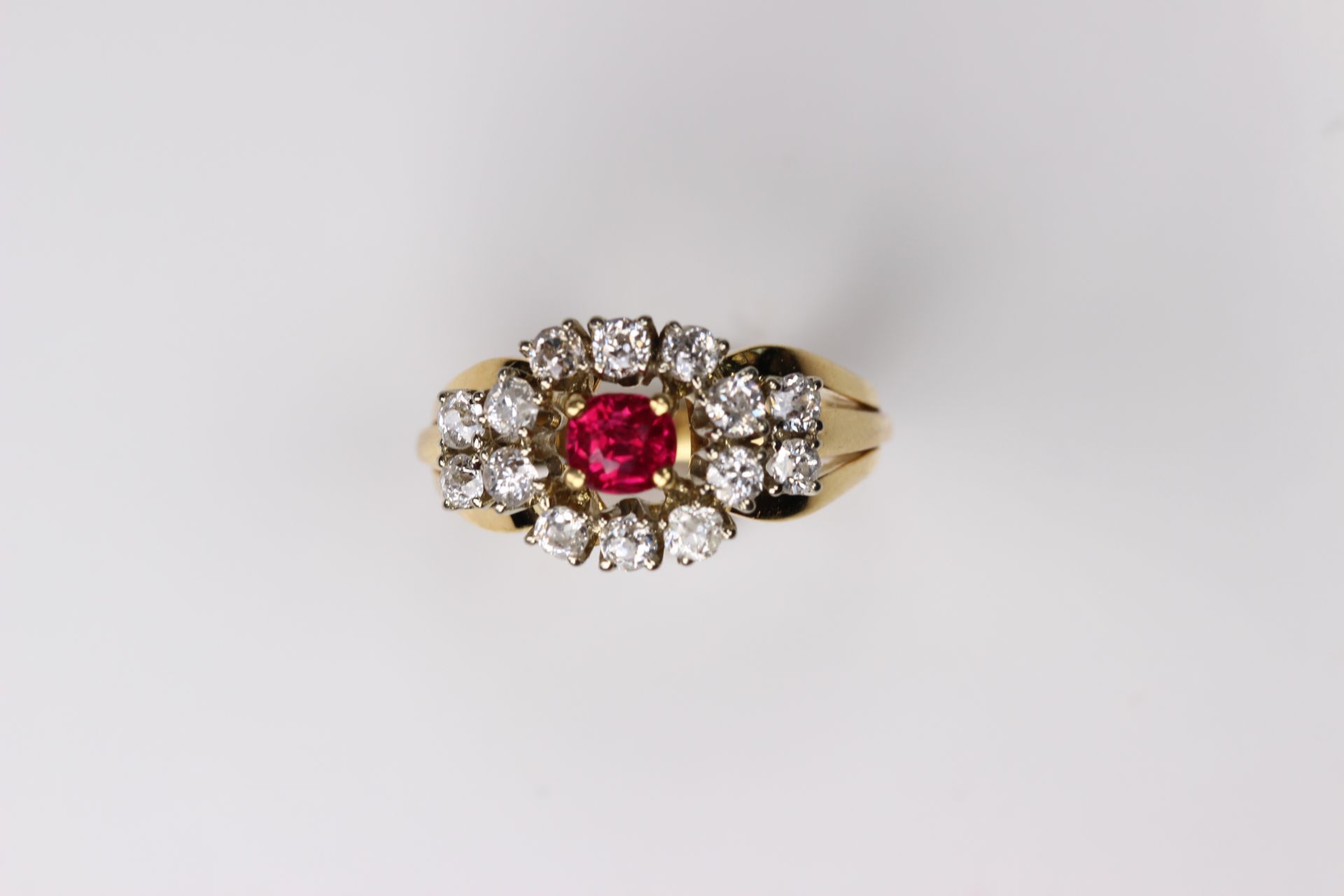 Diamant Ring mit Rubin 750 Gold - Bild 5 aus 5
