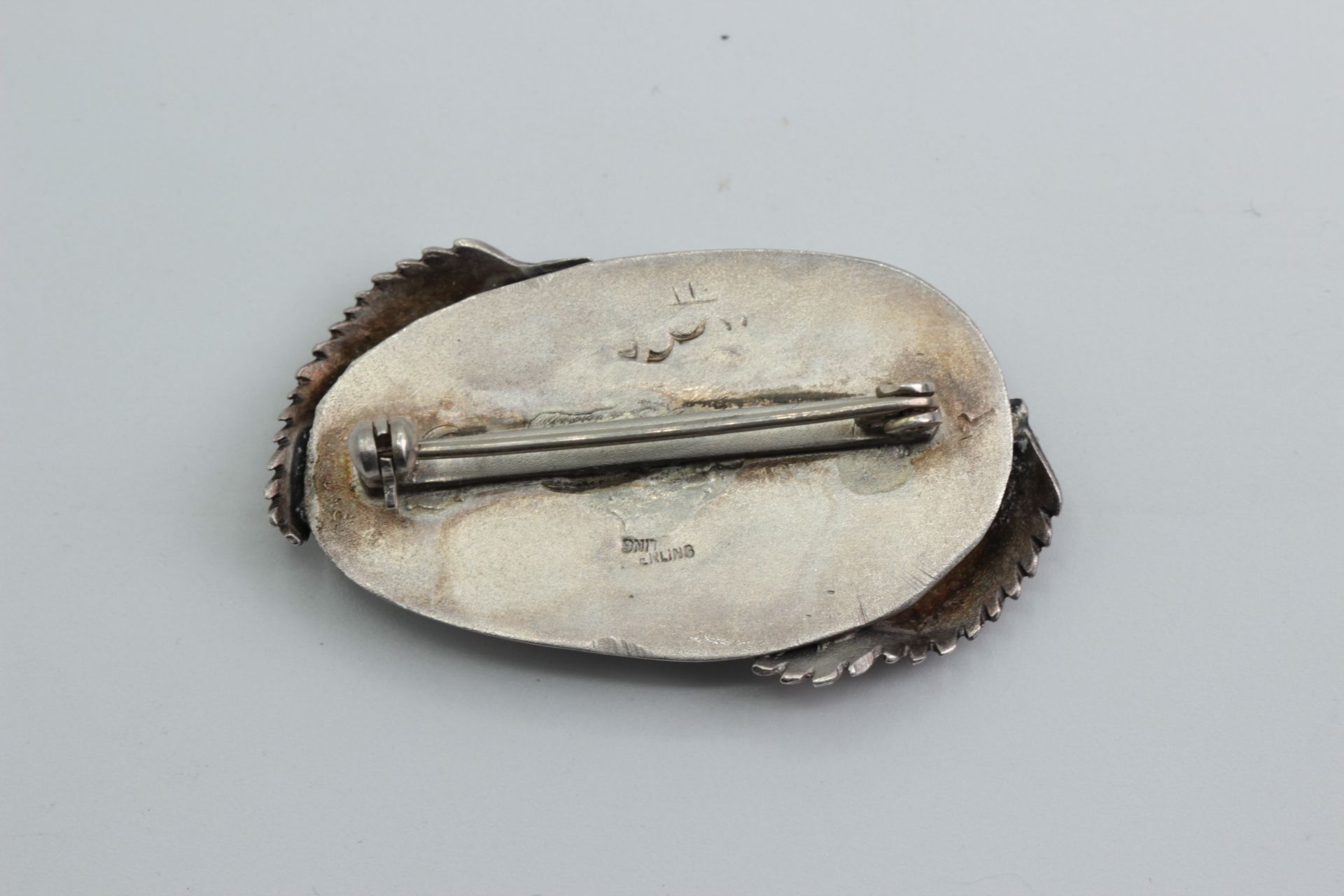 Silver brooch with a large turquoise. Indian jewelry USA - Image 2 of 2