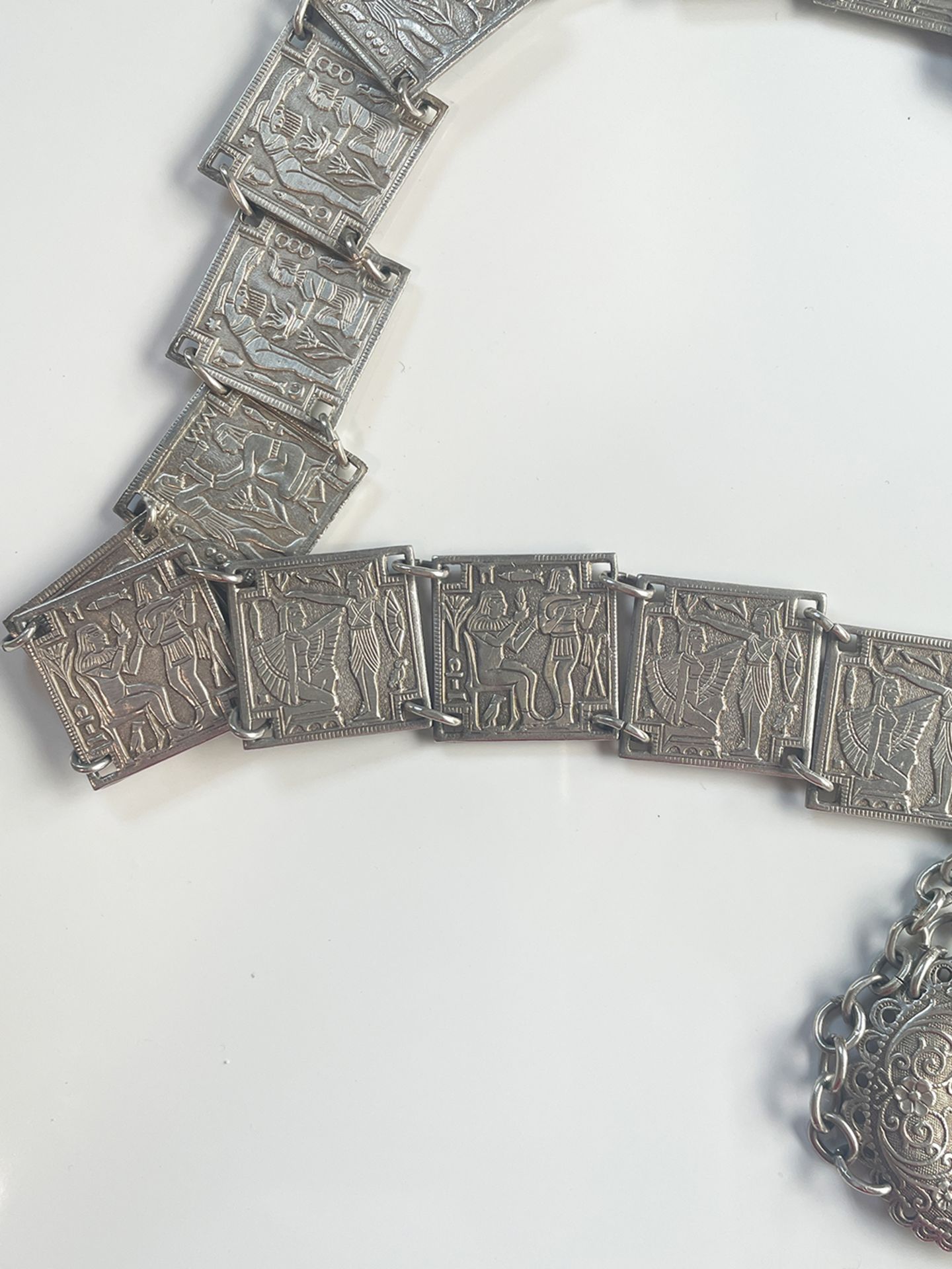 Old silver belt with Egyptian motifs - Image 6 of 7