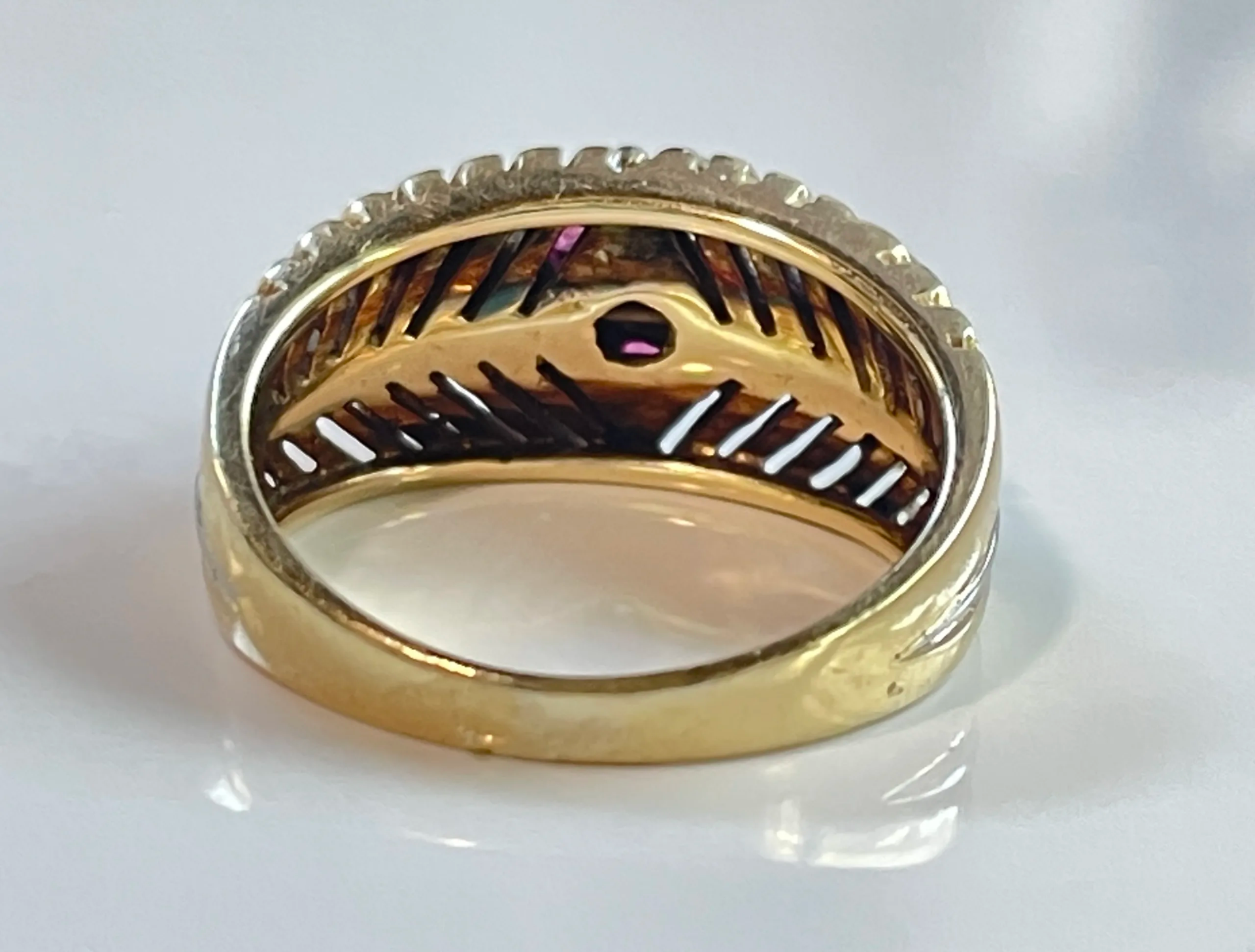 Vintage Rubin Ring mit diamanten. 585 / 750 Gold - Bild 4 aus 4