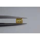 Natural Fancy Yellow Diamond 0.84ct Emerald Cut I2 Gem Report Antwerp