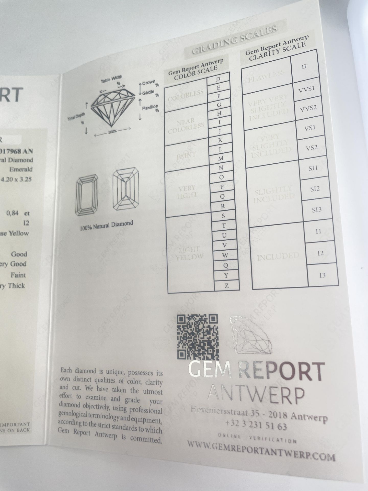 Natural Fancy Yellow Diamond 0.84ct Emerald Cut I2 Gem Report Antwerp - Image 5 of 5