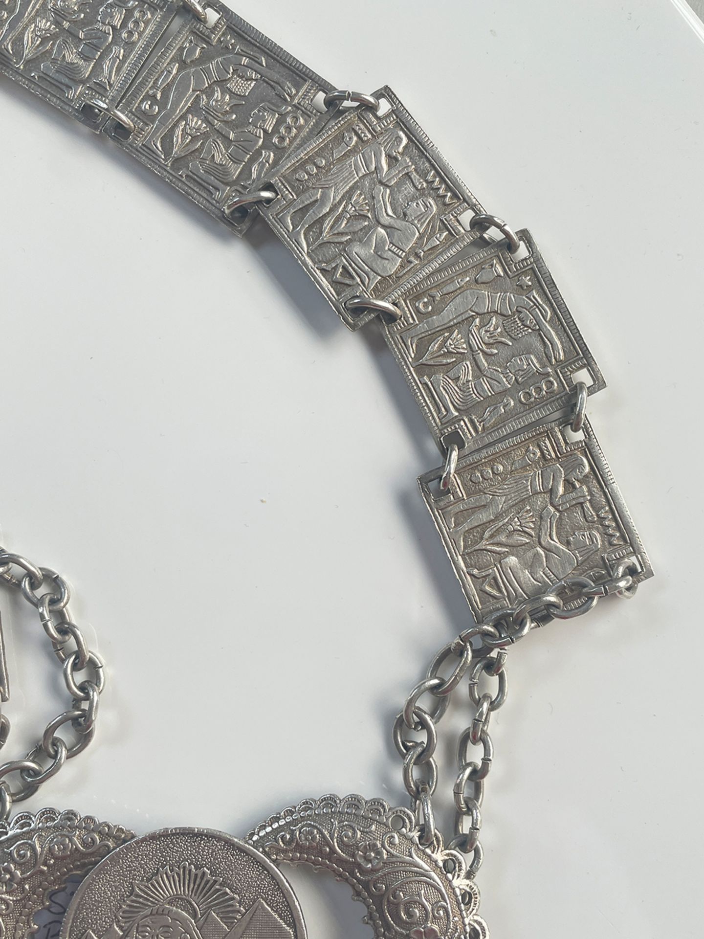 Old silver belt with Egyptian motifs - Image 3 of 7