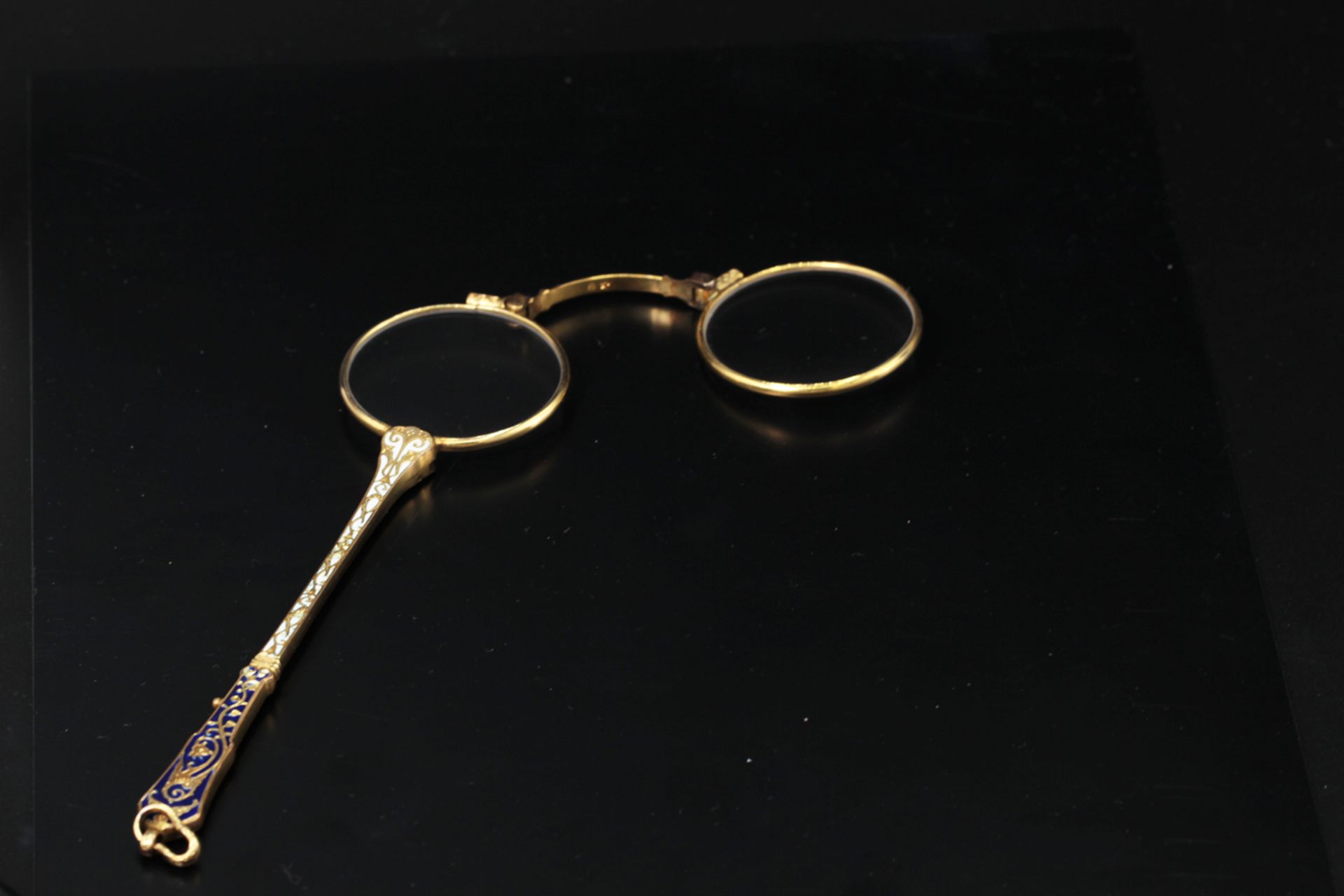 Antike Lorgnette, 14K Gold mit Emaille