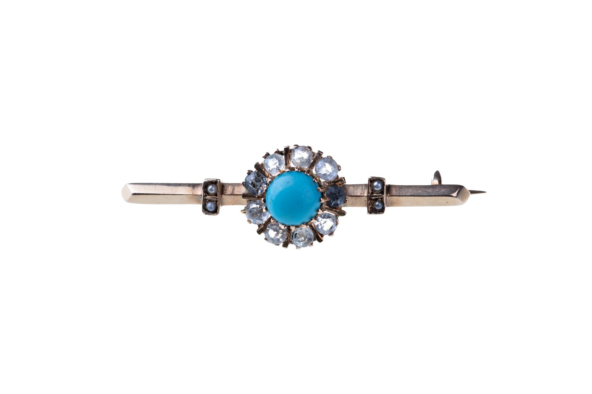 GOLD BROOCH WITH TURQUOISE | (Austria - Hungary - 2nd half of the 19th century)
