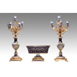 PAIR OF SEVRES-STYLE CANDLESTICKS AND PLANTERS | (Italy  - 2nd half of the 20th century)