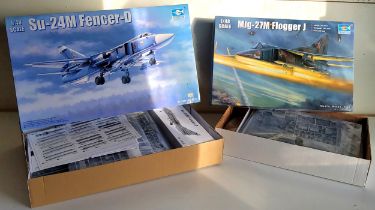 A boxed Trumpeter 1/48 Scale 02835 SU-24M Fencer -D Aircraft Kit; A boxed Trumpeter 1/48 scale Mig-