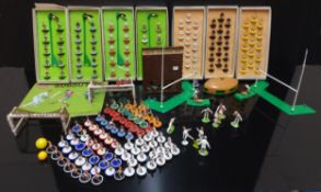 Subbuteo - five boxed football teams, three boxed rugby teams, loose players, goals, playing