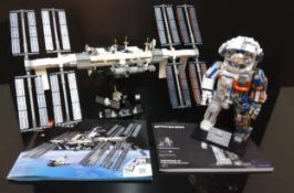 A Lego Ideas no.21321 International Space Station, built, instructions (not checked); a ToySpaceX