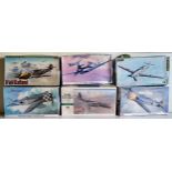 Six boxed Hasegawa Luftwaffe aircraft kits, no09745 Focke-Wulf Fw190A-4, no09976 Focke-Wulf Fw190A-