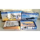 Three Boxed Trumpeter Model Aircraft Kits, to include 05103 1/35 Mil Mi-24V Hind-E Helicopter, 02237