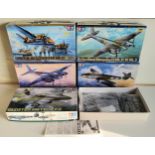 Five Boxed Tamiya Aircraft Model Kits; no75 1/48 scale De Havilland Mosquito, no51 GLoster Meteor