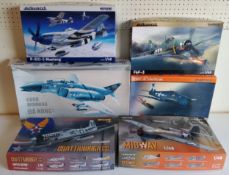 Six boxed Eduard USA Air Force aircraft model kits; #1186 Good Morning Da Nang!, ##84172 P-51D-5